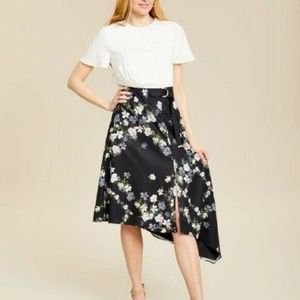 Ted Baker Black Floral Asymmetrical Skirt